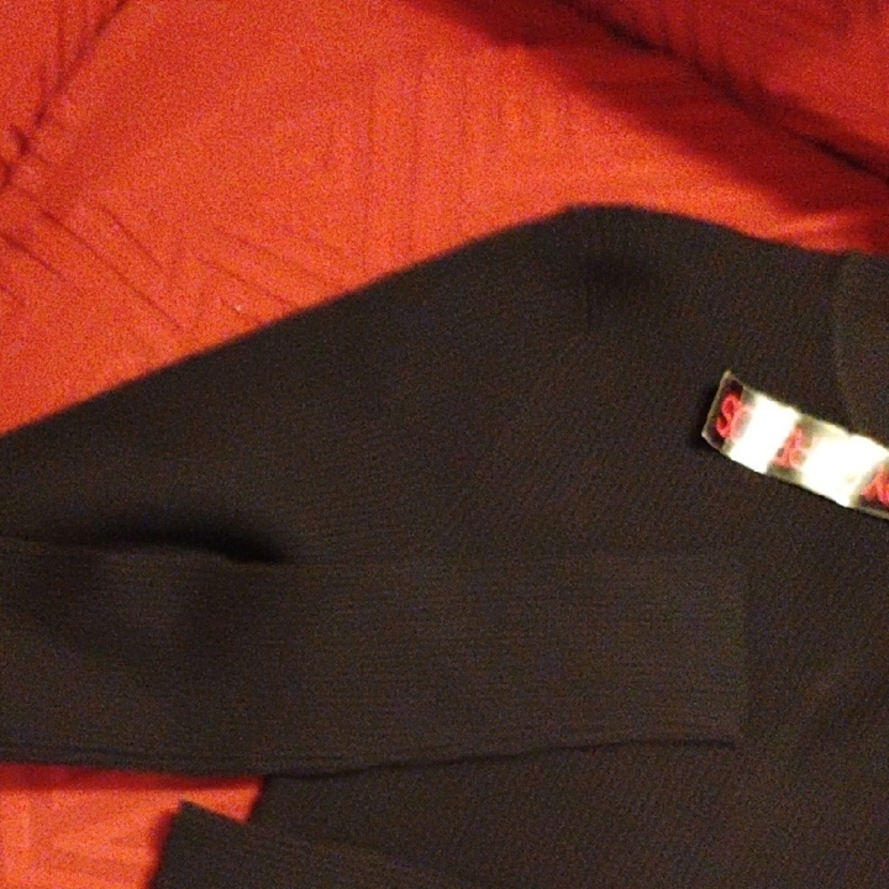 Black Ribbed Mock Neck light Sweater Top - Picture 4 of 7